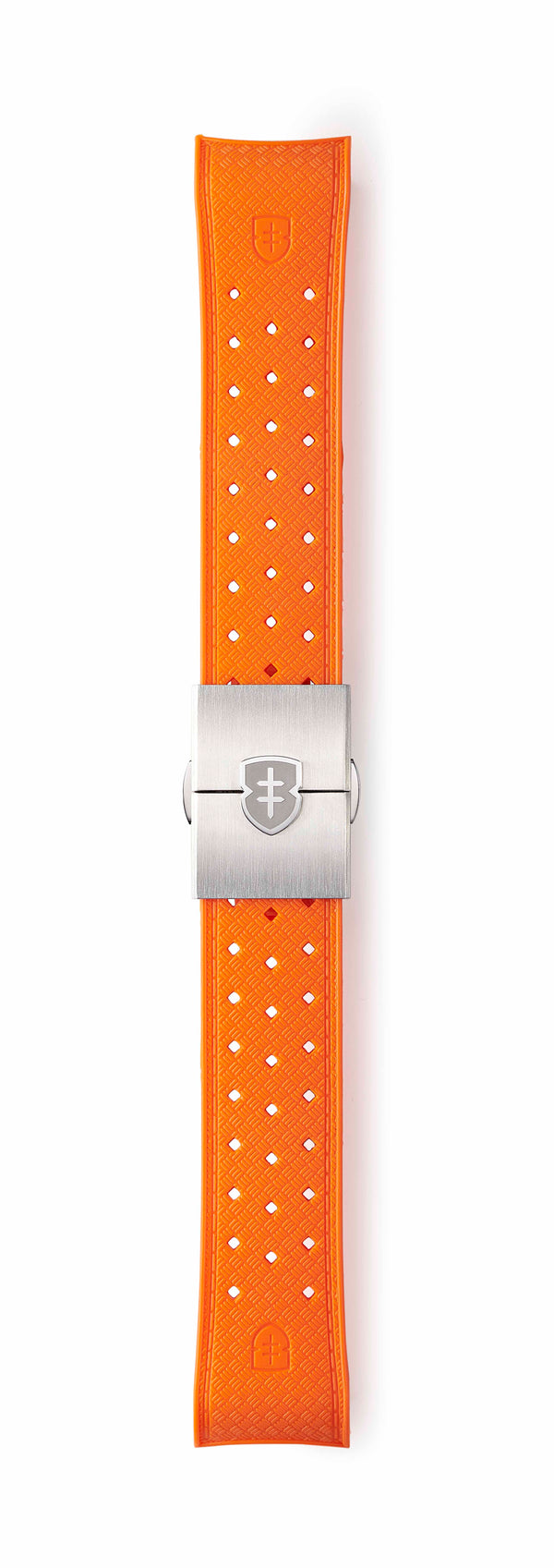 STR-R55: Orange Textured Rubber Strap with Deployant Buckle