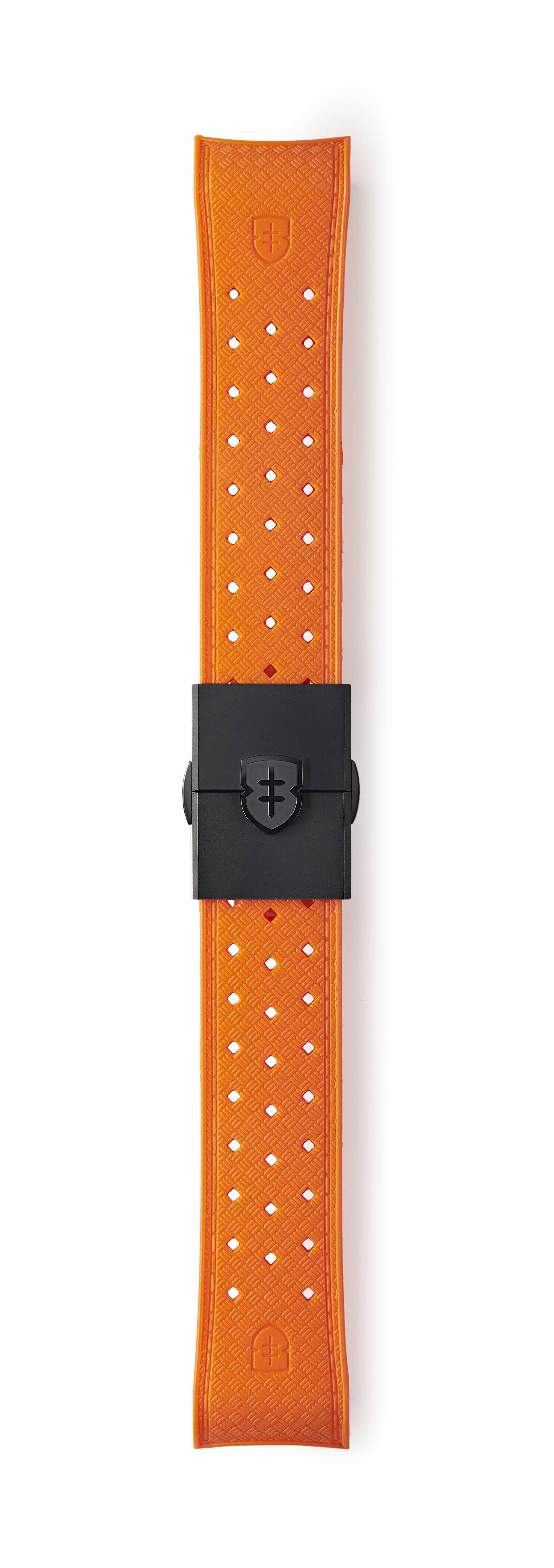 STR-R55: Orange Textured Rubber Strap with Deployant Buckle