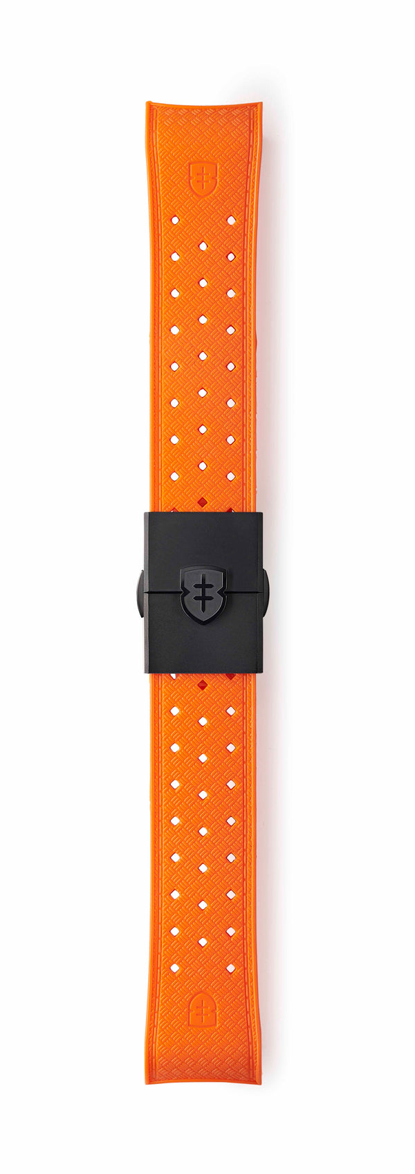 STR-R55: Orange Textured Rubber Strap with Deployant Buckle