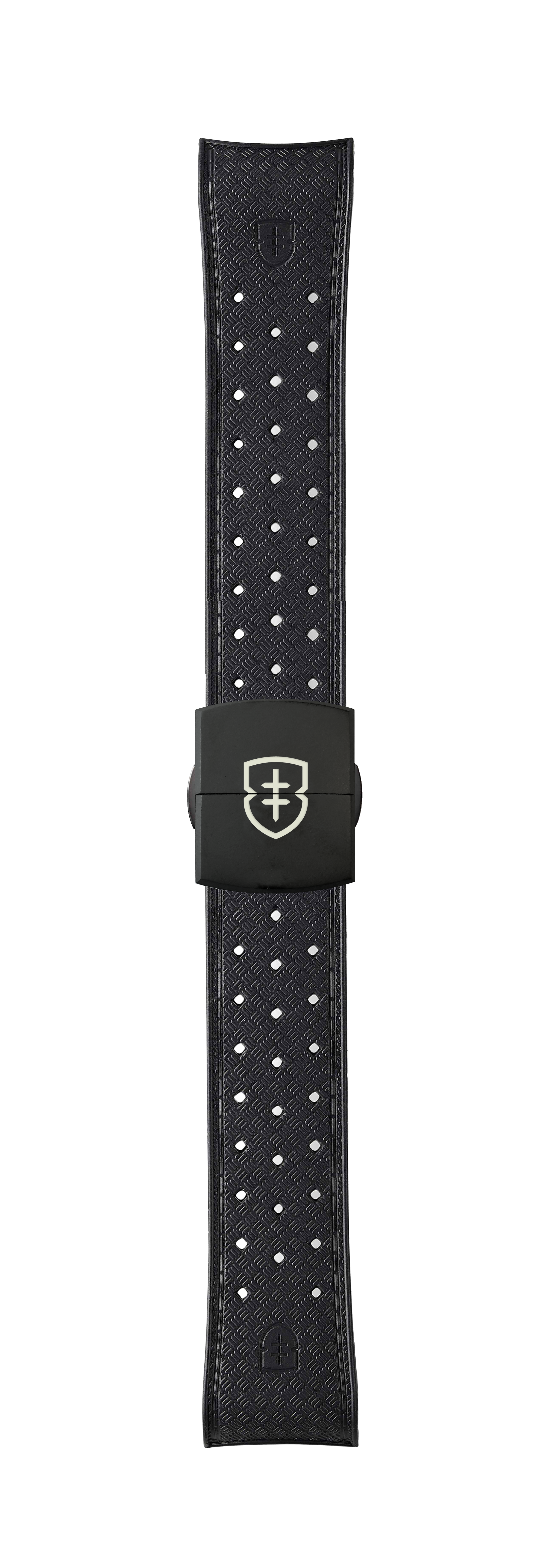 STR-R51: Black Textured Rubber Strap with Deployant Buckle