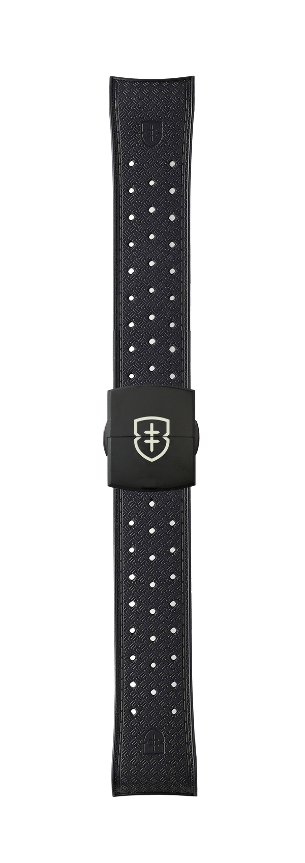 STR-R51: Black Textured Rubber Strap with Deployant Buckle