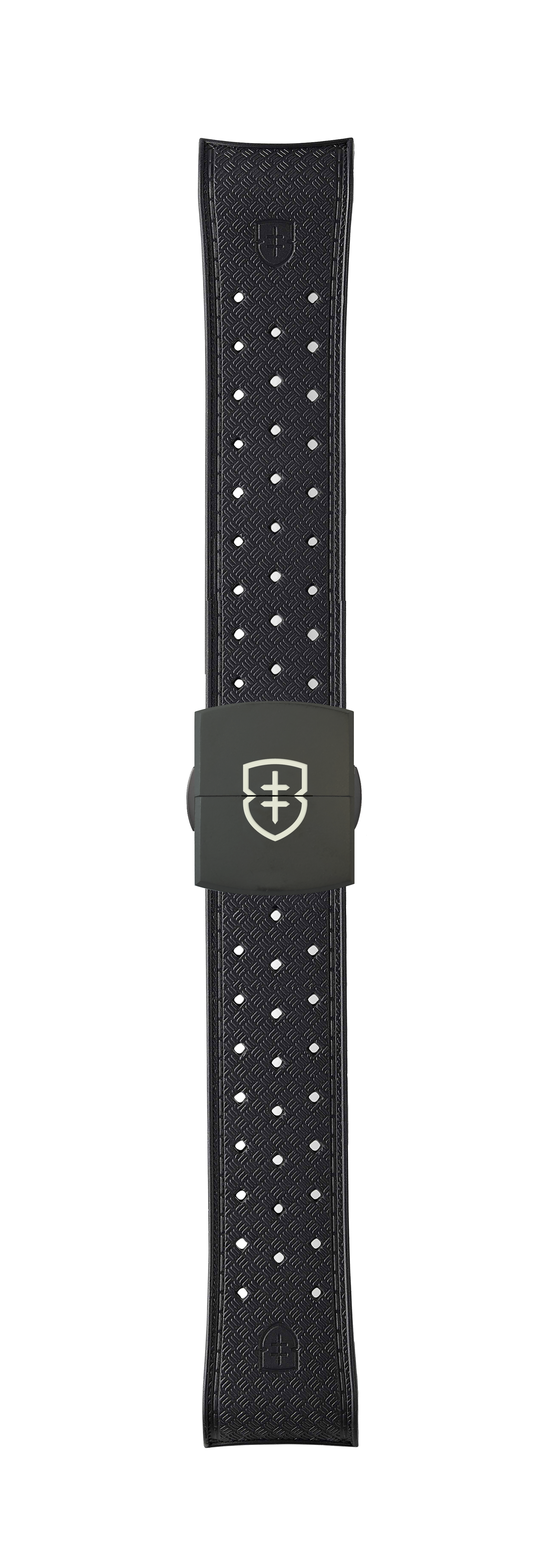 STR-R51: Black Textured Rubber Strap with Deployant Buckle