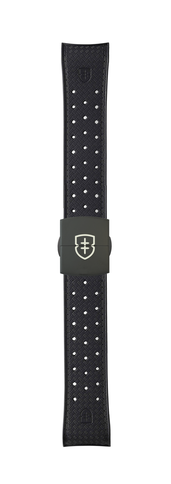 STR-R51: Black Textured Rubber Strap with Deployant Buckle