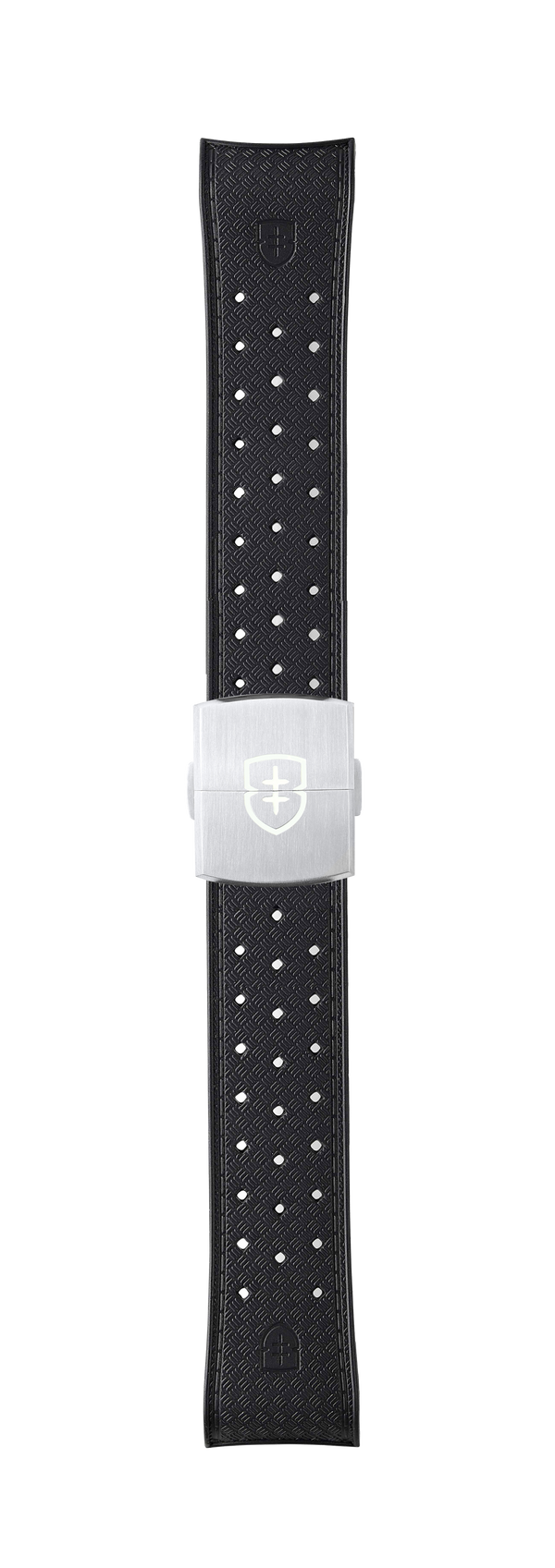 STR-R51: Black Textured Rubber Strap with Deployant Buckle
