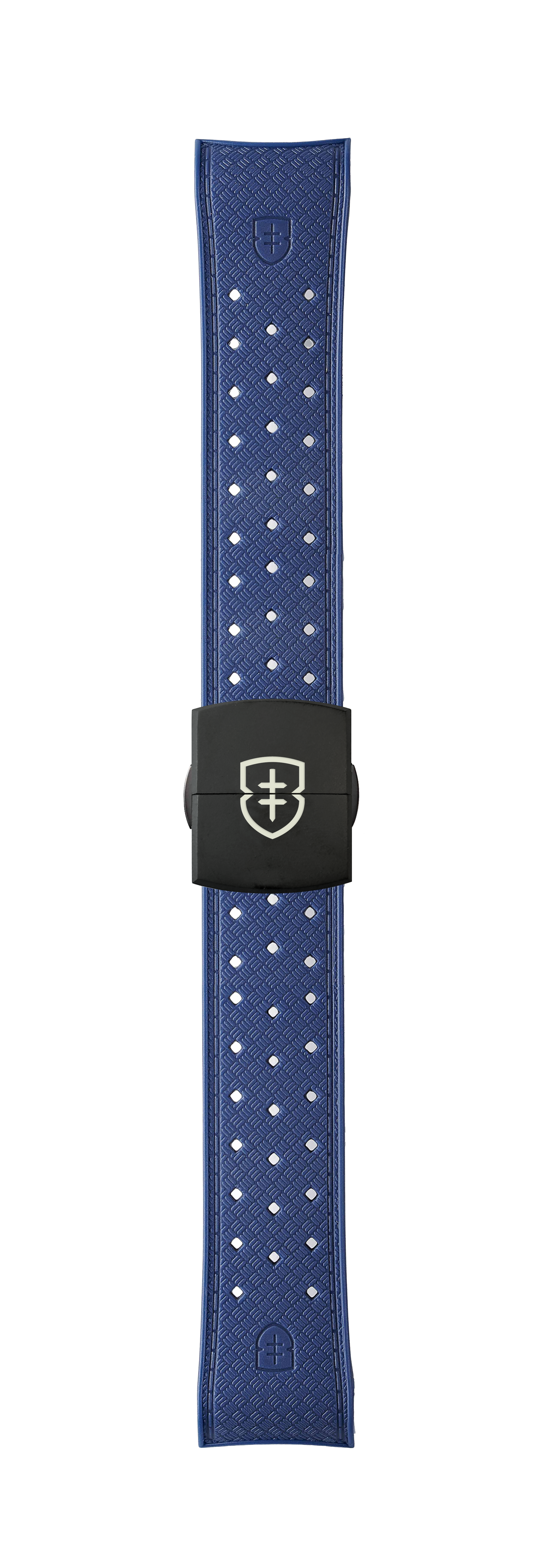 STR-R53: Chalky Blue Textured Rubber Strap with Deployant Buckle