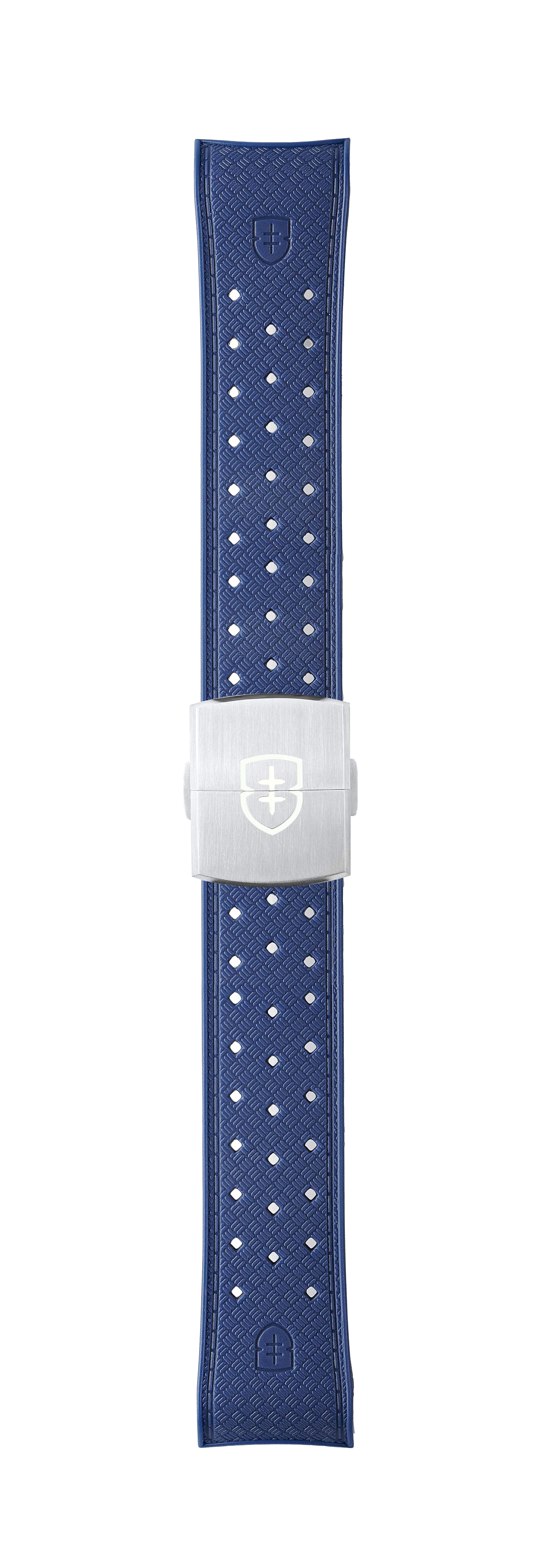 STR-R53: Chalky Blue Textured Rubber Strap with Deployant Buckle