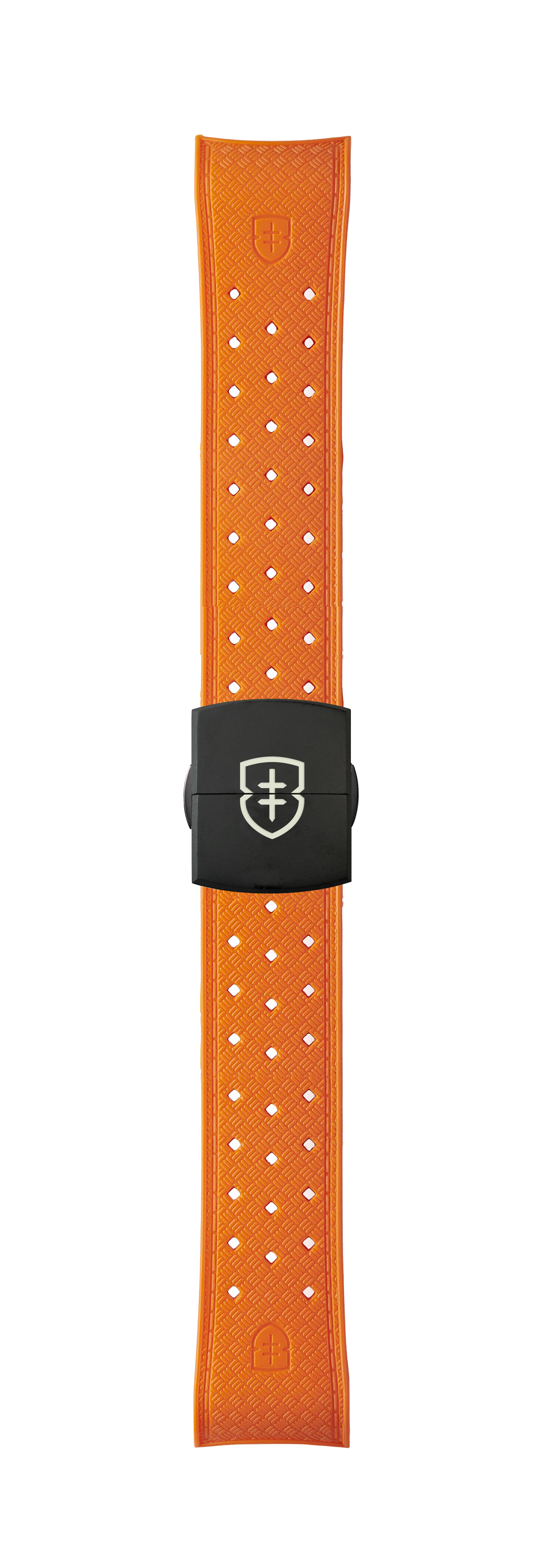 STR-R55: Orange Textured Rubber Strap with Deployant Buckle