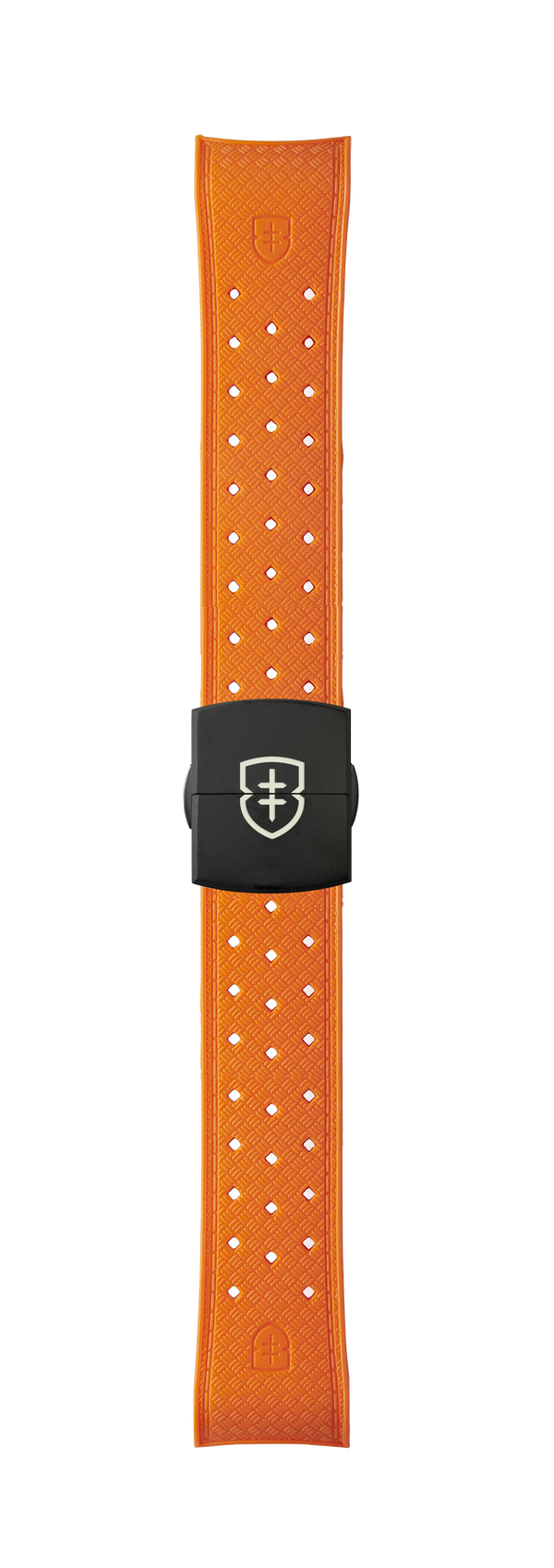 STR-R55: Orange Textured Rubber Strap with Deployant Buckle