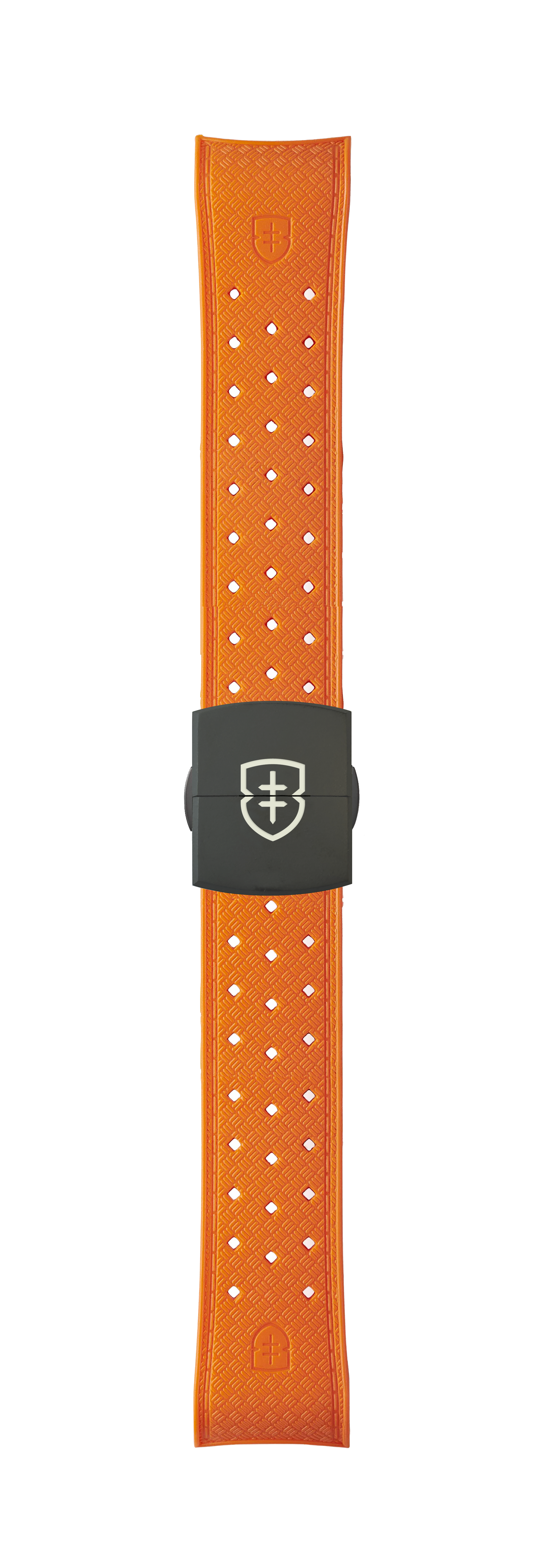 STR-R55: Orange Textured Rubber Strap with Deployant Buckle