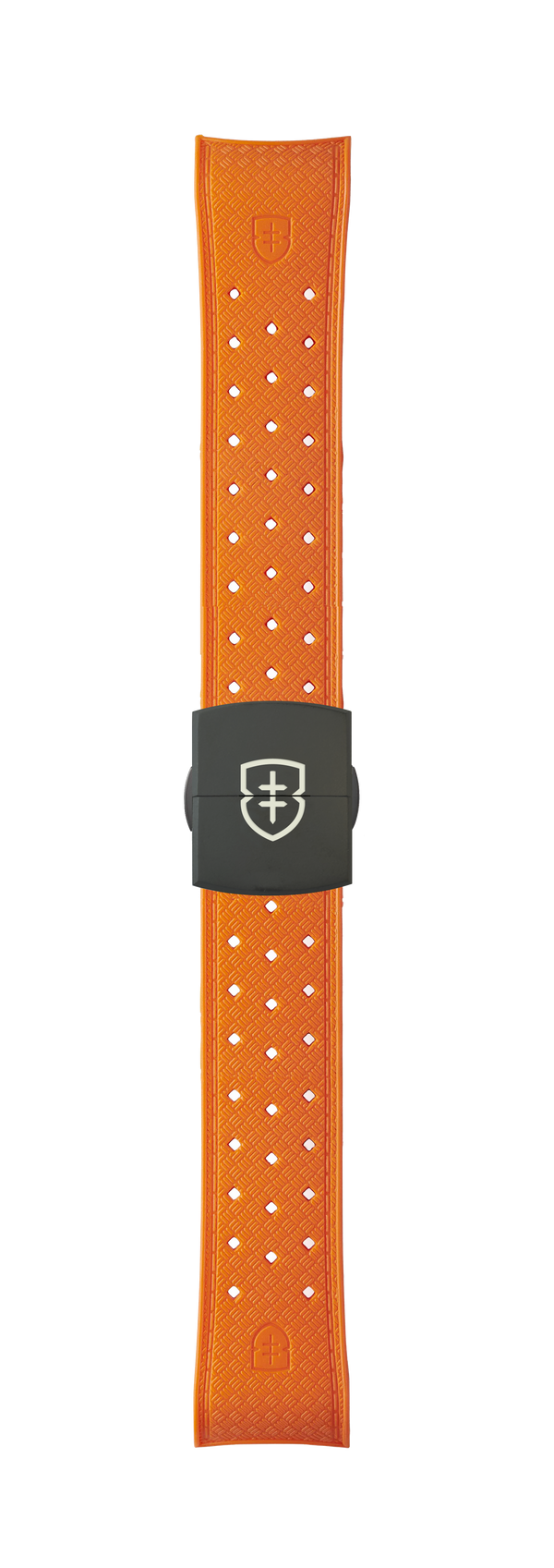 STR-R55: Orange Textured Rubber Strap with Deployant Buckle