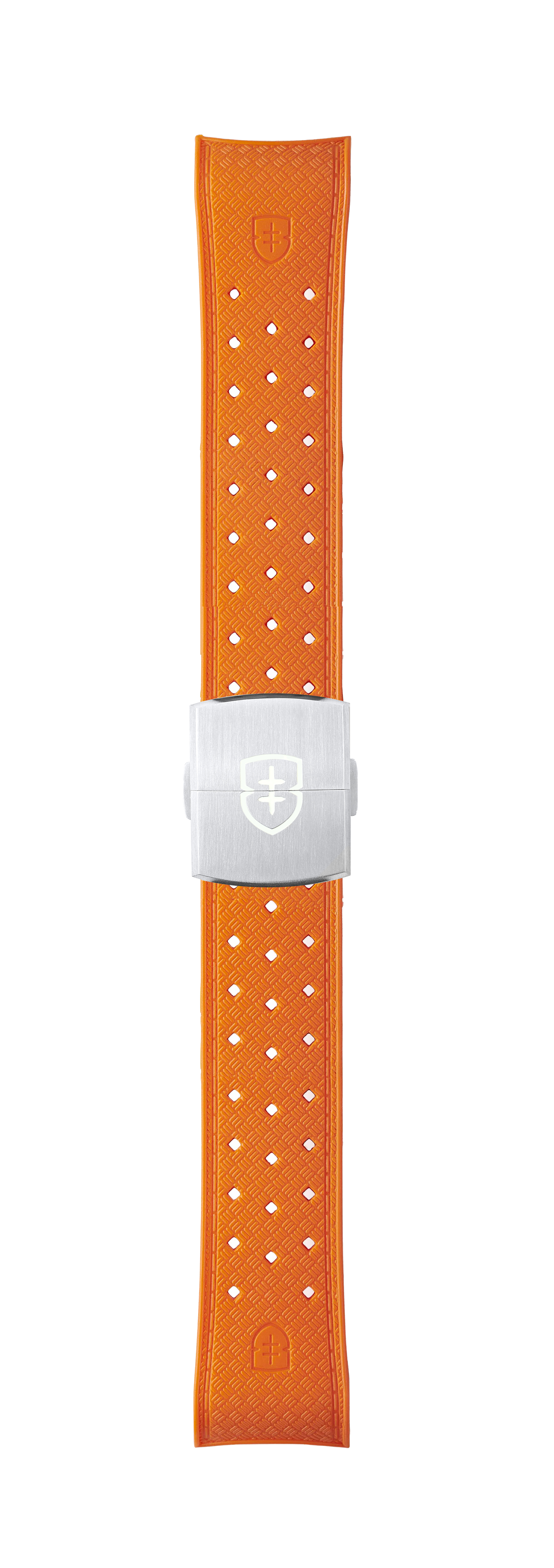 STR-R55: Orange Textured Rubber Strap with Deployant Buckle