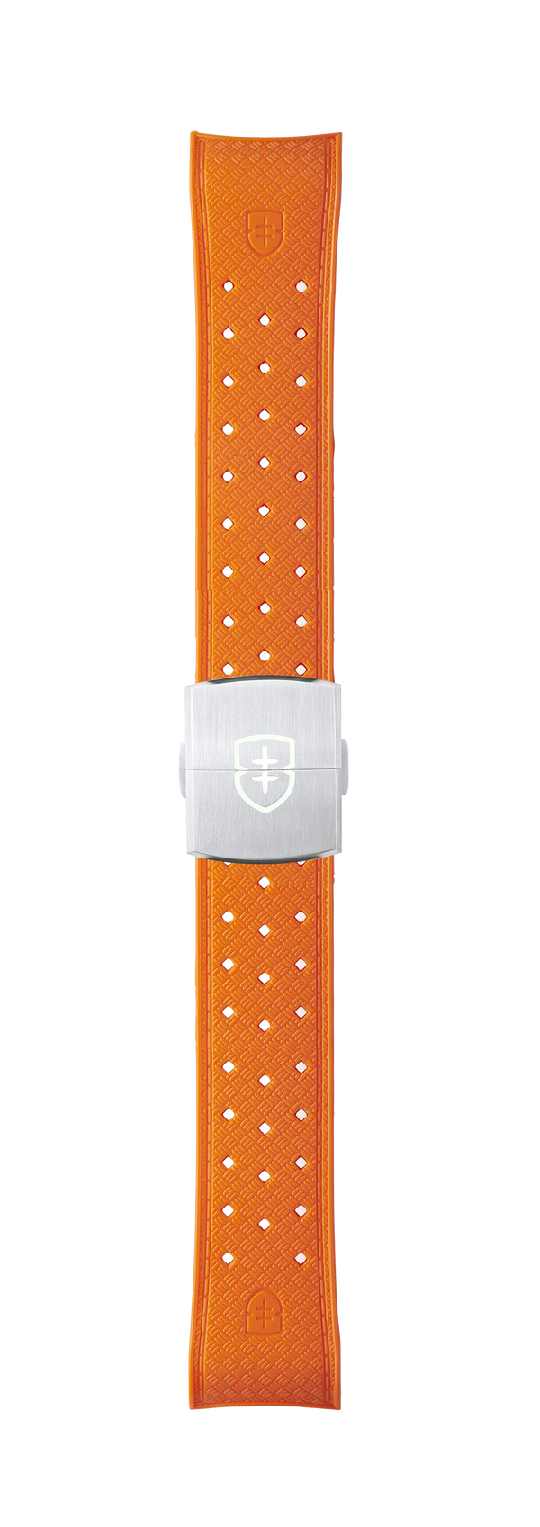 STR-R55: Orange Textured Rubber Strap with Deployant Buckle