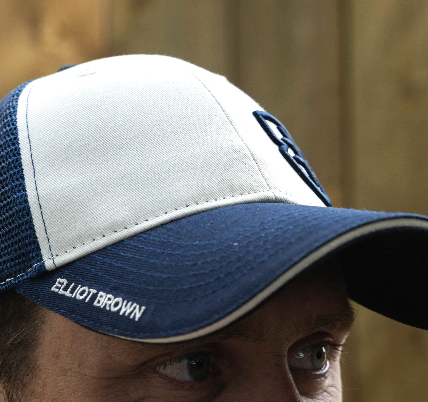 EB CAP - 001 - Blue & White cotton/mesh back Snapback