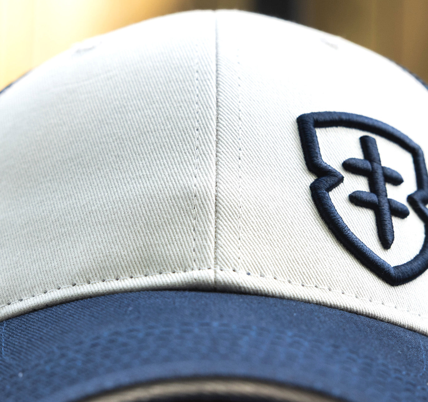 EB CAP - 001 - Blue & White cotton/mesh back Snapback