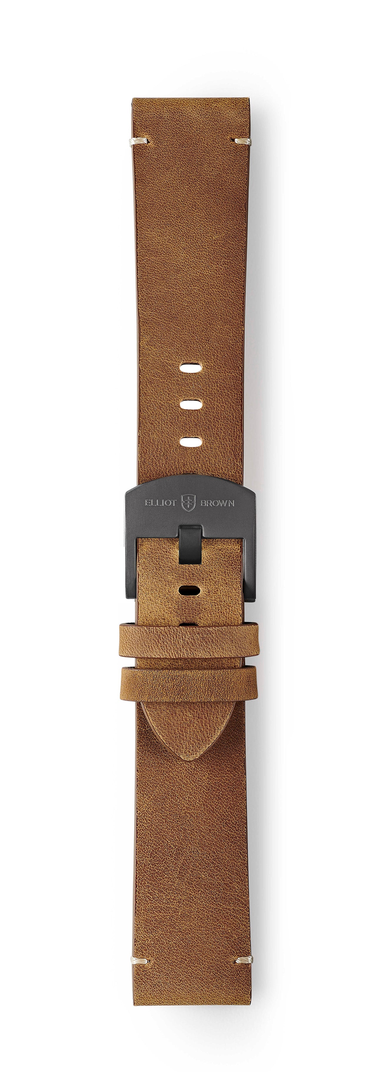 STR-L21: Tan, Waxed Raw-Edged Leather, Pin Buckle Strap