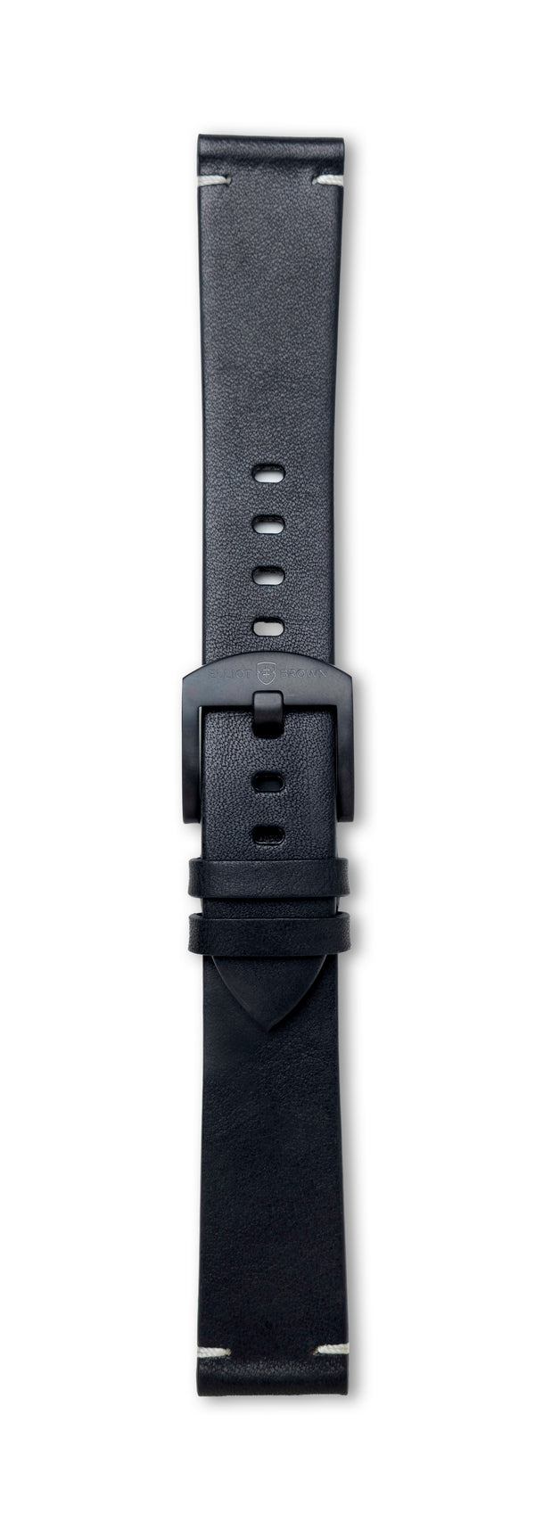 STR-L36: Black Leather Strap with stitch- 20mm