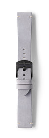 STR-L40: Pale Grey, Waxed Raw-Edged Leather, Tongue Buckle Strap