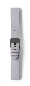 STR-L40: Pale Grey, Waxed Raw-Edged Leather, Tongue Buckle Strap