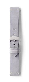 STR-L40: Pale Grey, Waxed Raw-Edged Leather, Tongue Buckle Strap