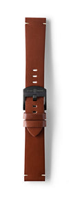 STR-L41: Tobacco Brown, Waxed Raw-Edged Leather, Tongue Buckle Strap