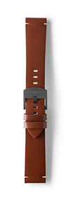 STR-L41: Tobacco Brown, Waxed Raw-Edged Leather, Tongue Buckle Strap