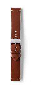 STR-L41: Tobacco Brown, Waxed Raw-Edged Leather, Tongue Buckle Strap
