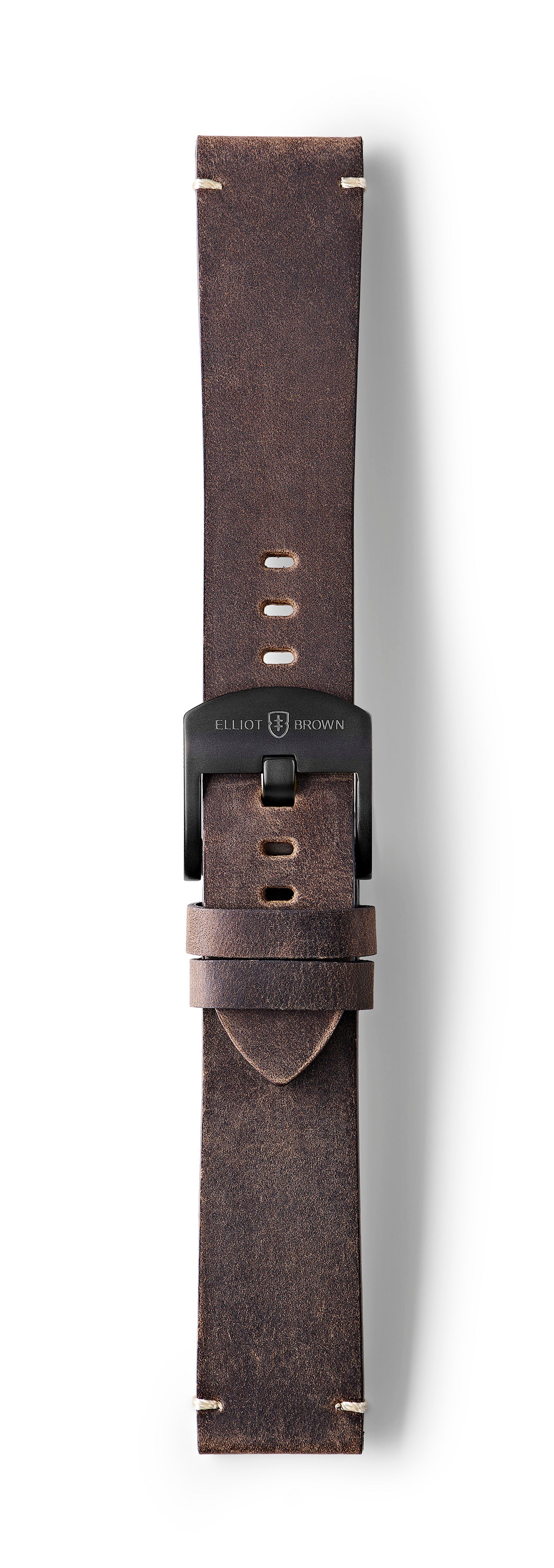 STR-L42: Dark Brown, Waxed Raw-Edged Leather, Tongue Buckle Strap