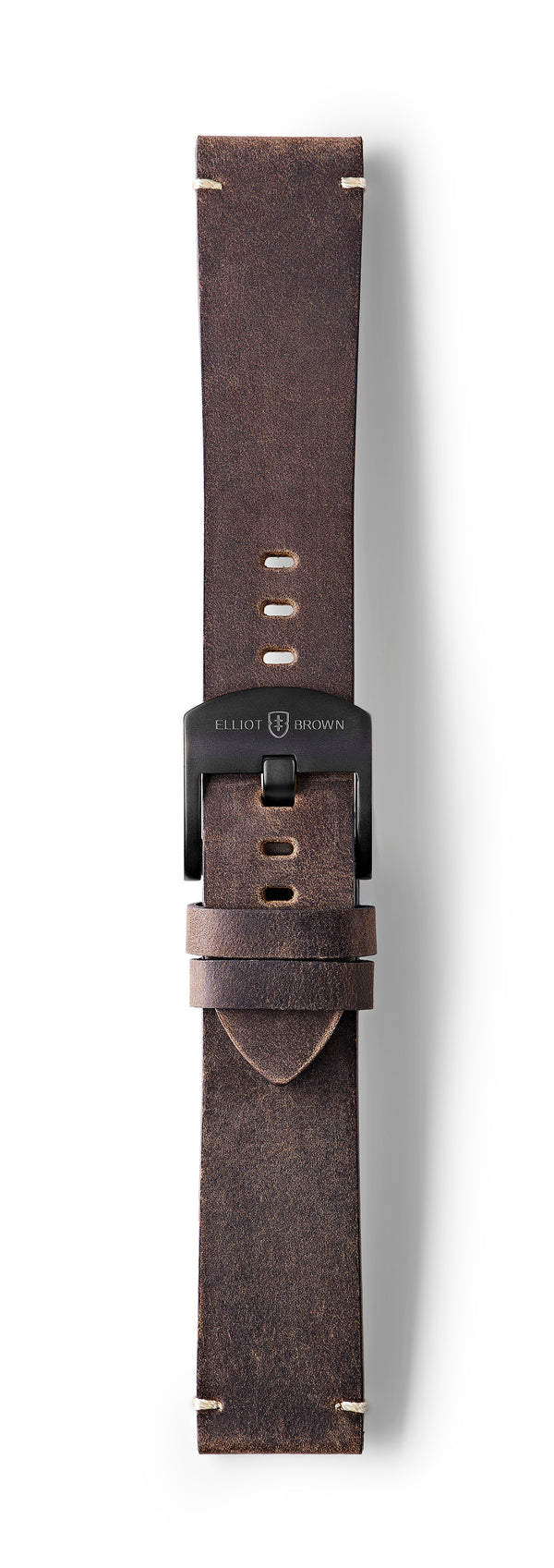 STR-L42: Dark Brown, Waxed Raw-Edged Leather, Tongue Buckle Strap