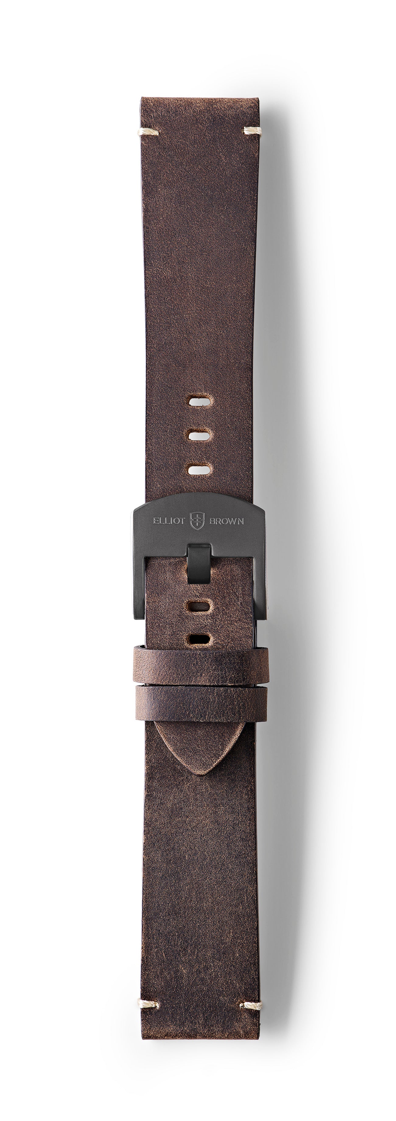 STR-L42: Dark Brown, Waxed Raw-Edged Leather, Tongue Buckle Strap