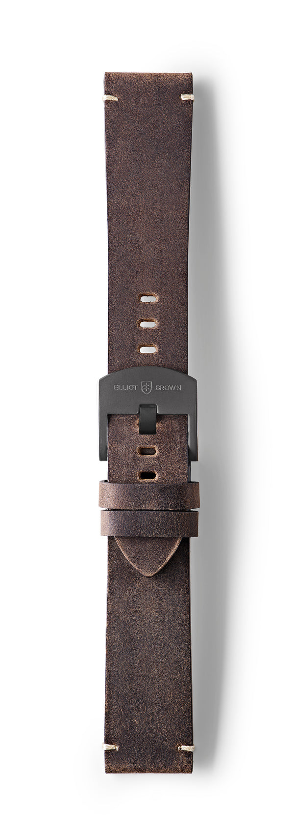 STR-L42: Dark Brown, Waxed Raw-Edged Leather, Tongue Buckle Strap