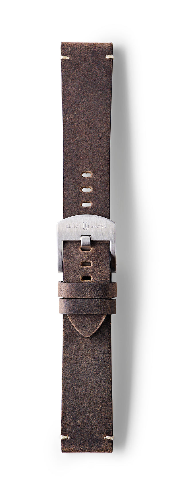 STR-L42: Dark Brown, Waxed Raw-Edged Leather, Tongue Buckle Strap