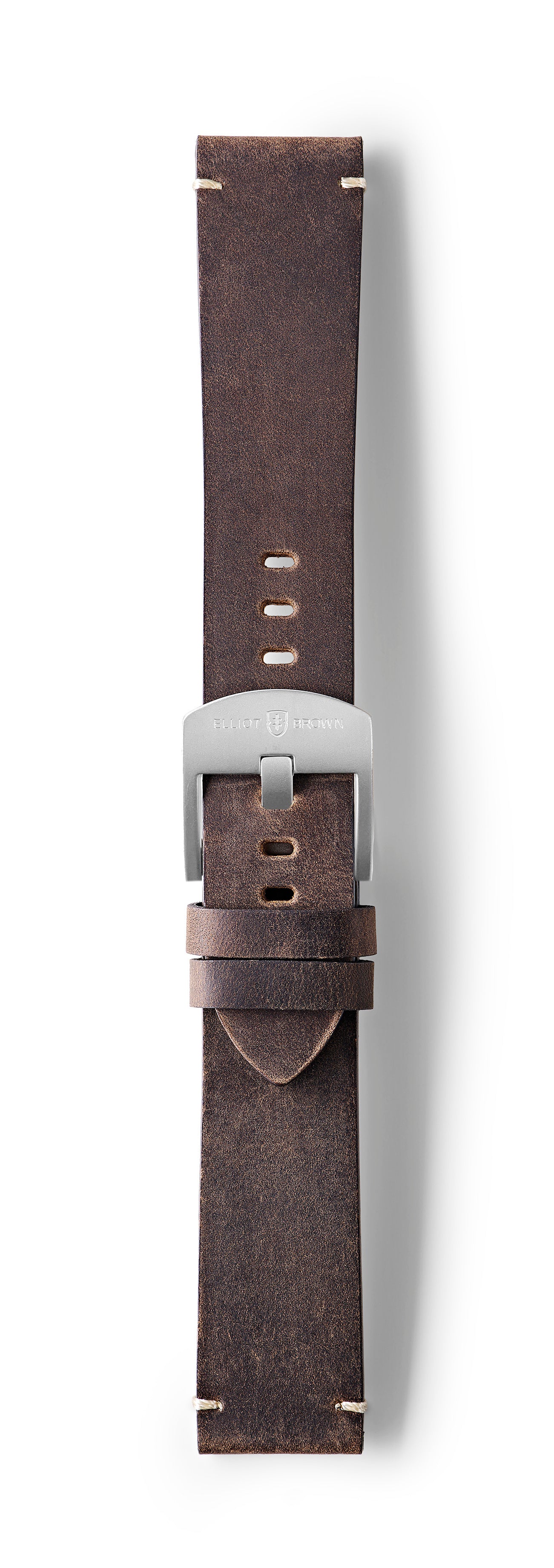 STR-L42: Dark Brown, Waxed Raw-Edged Leather, Tongue Buckle Strap