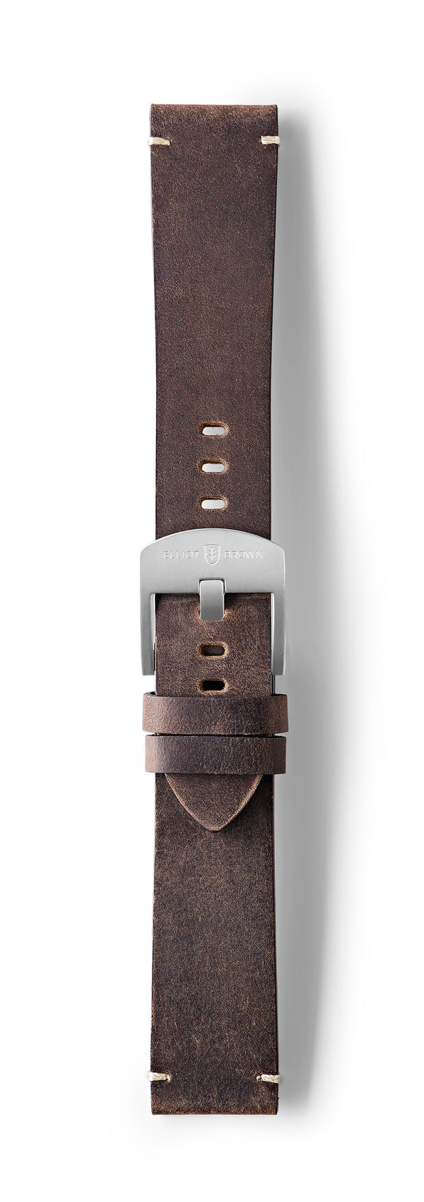 STR-L42: Dark Brown, Waxed Raw-Edged Leather, Tongue Buckle Strap