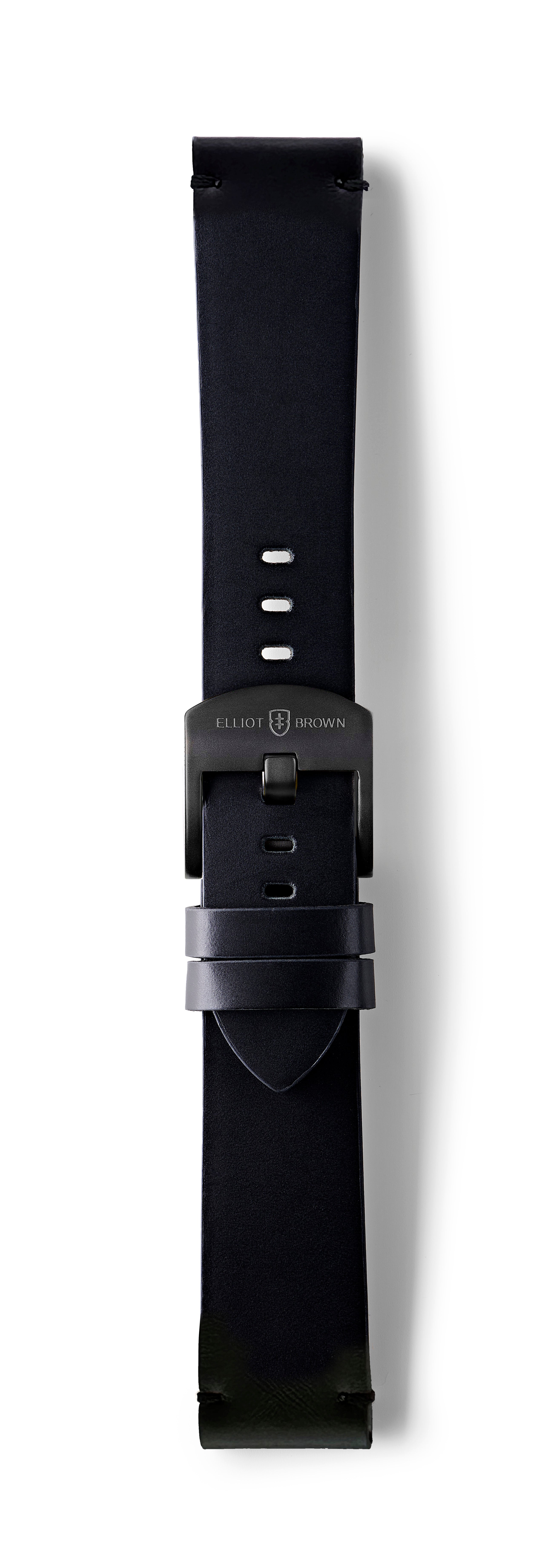 STR-L44: Matt Black with Black Whip Stitch, Waxed Raw-Edged Leather, Pin Buckle Strap