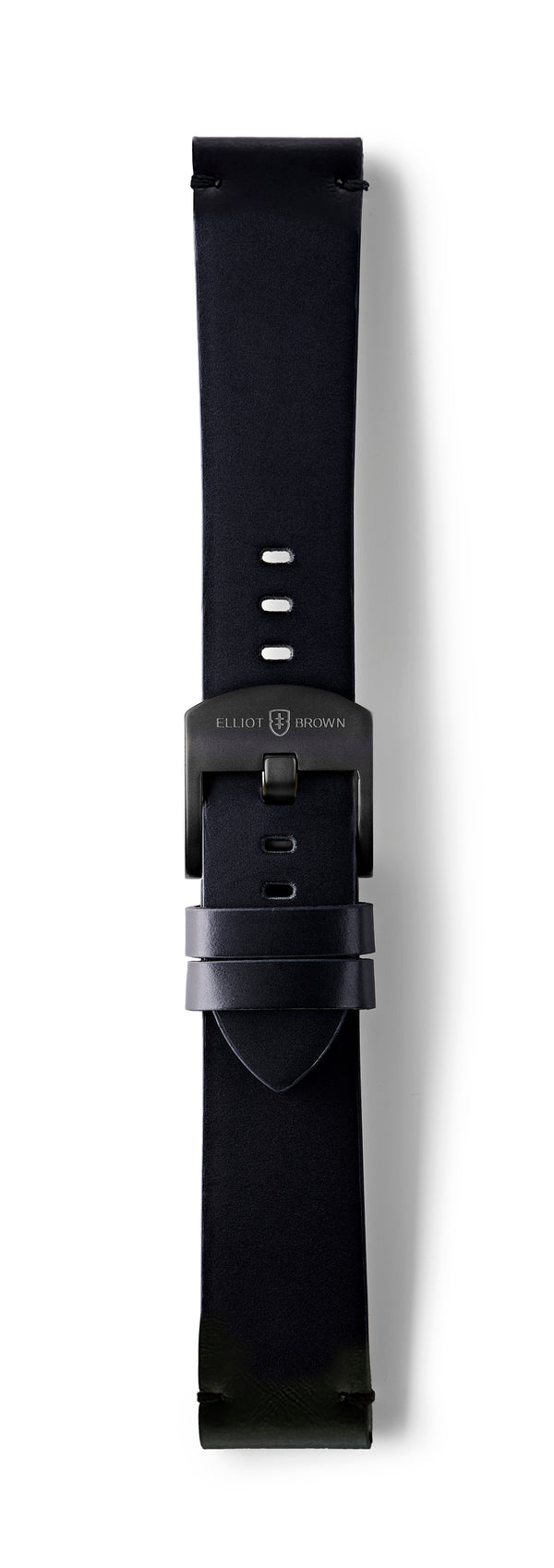 STR-L44: Matt Black with Black Whip Stitch, Waxed Raw-Edged Leather, Pin Buckle Strap