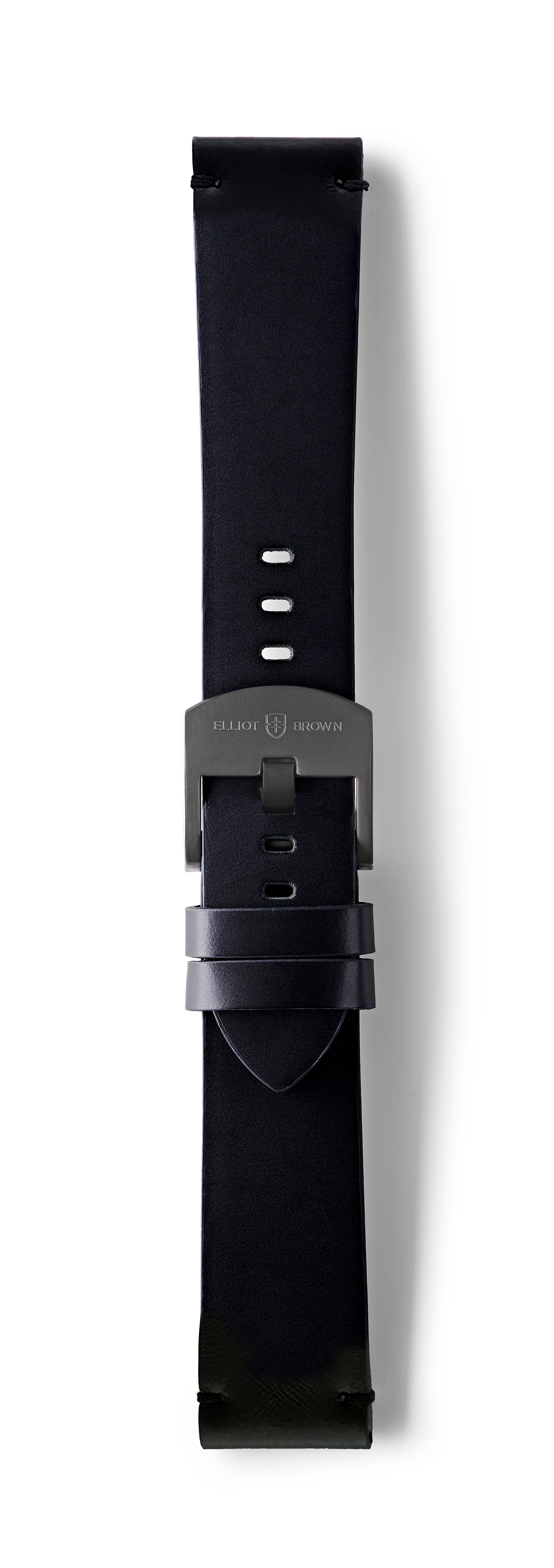 STR-L44: Matt Black with Black Whip Stitch, Waxed Raw-Edged Leather, Pin Buckle Strap