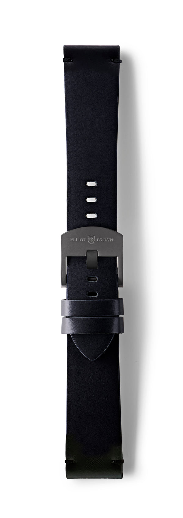 STR-L44: Matt Black with Black Whip Stitch, Waxed Raw-Edged Leather, Pin Buckle Strap
