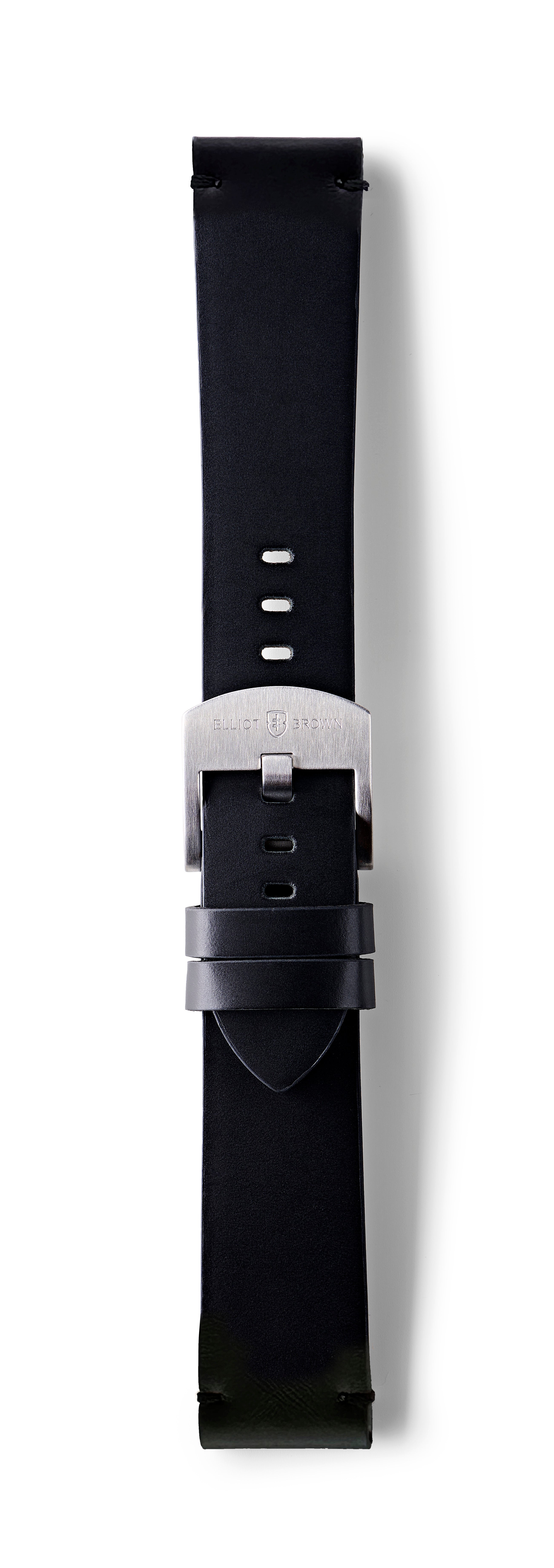 STR-L44: Matt Black with Black Whip Stitch, Waxed Raw-Edged Leather, Pin Buckle Strap