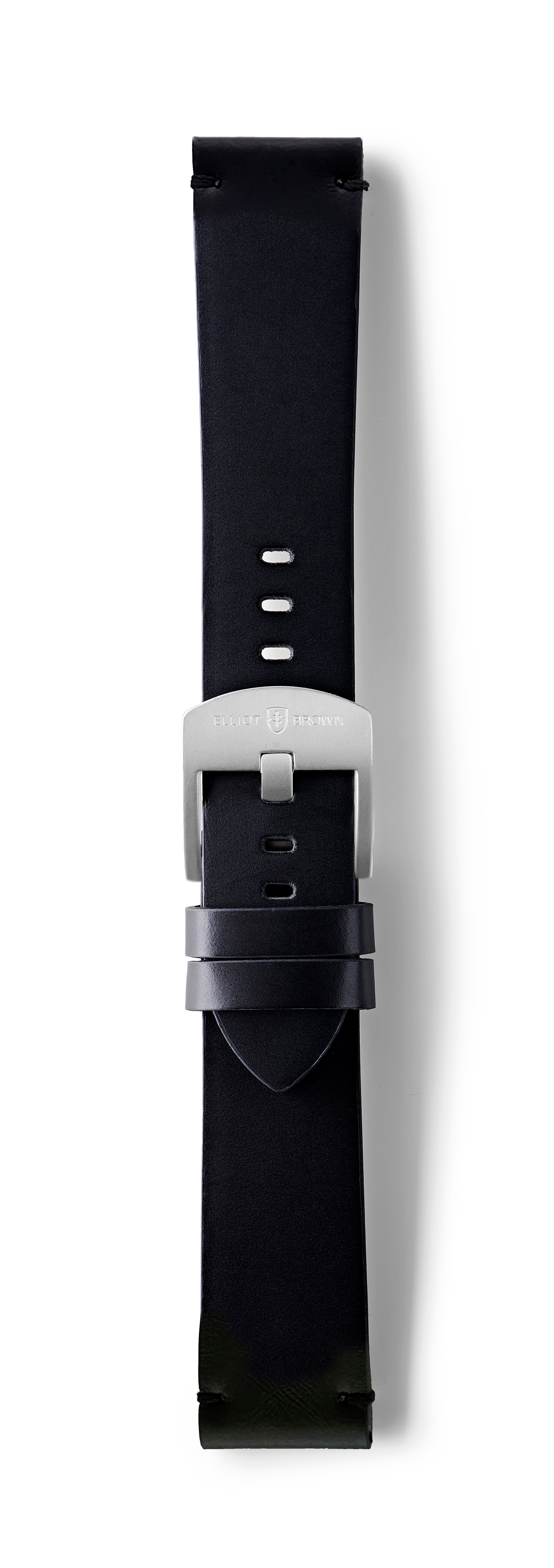 STR-L44: Matt Black with Black Whip Stitch, Waxed Raw-Edged Leather, Pin Buckle Strap