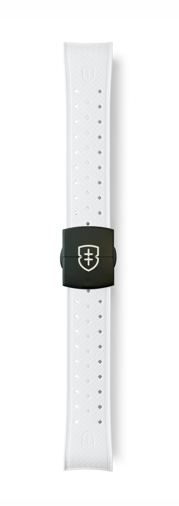 STR-R56: Arctic White Textured Rubber Strap with Deployant Buckle