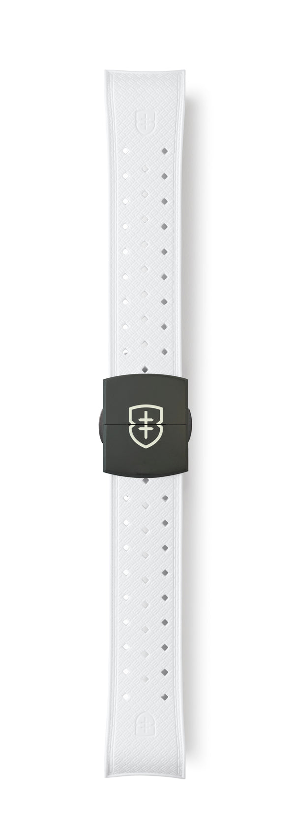 STR-R56: Arctic White Textured Rubber Strap with Deployant Buckle