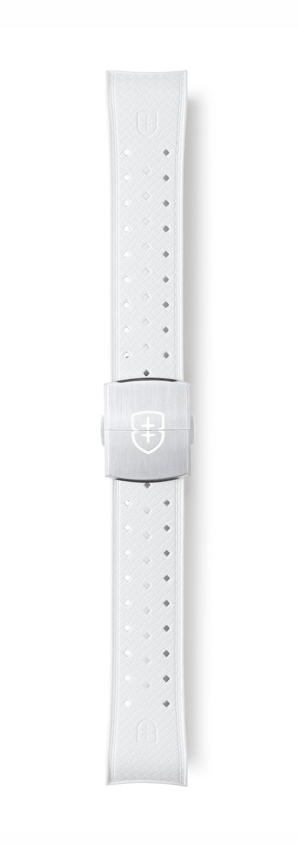 STR-R56: Arctic White Textured Rubber Strap with Deployant Buckle