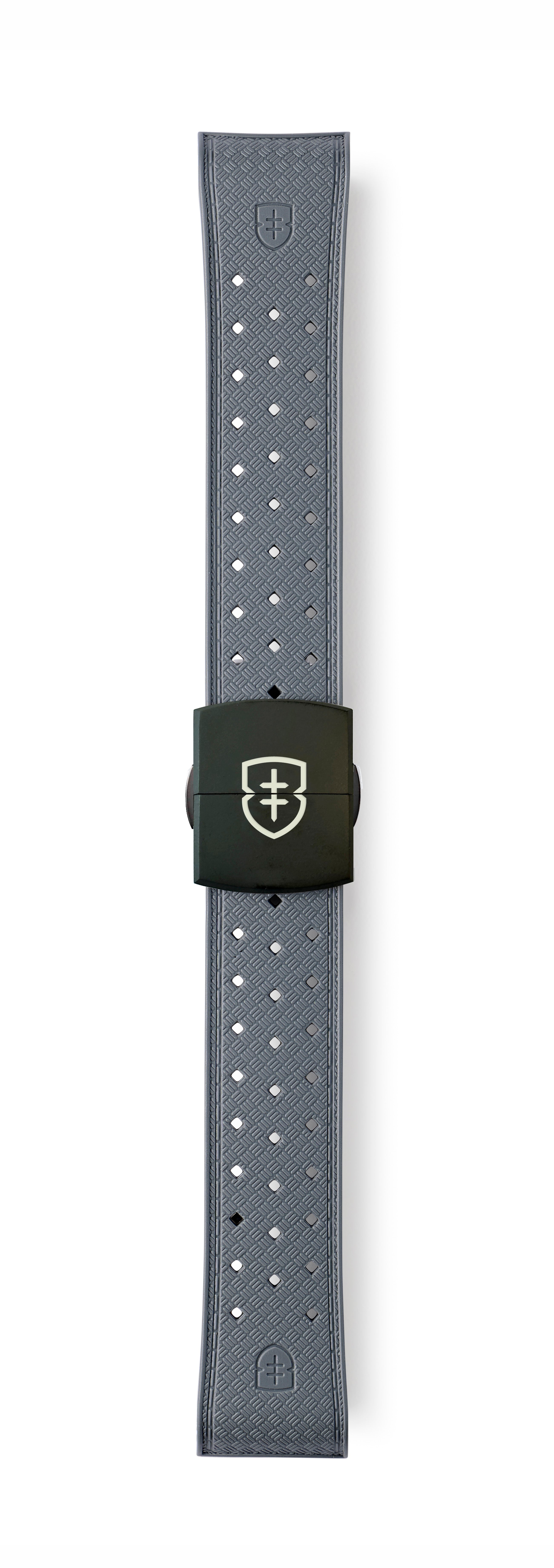 STR-R57: Cool Grey Textured Rubber Strap with Deployant Buckle