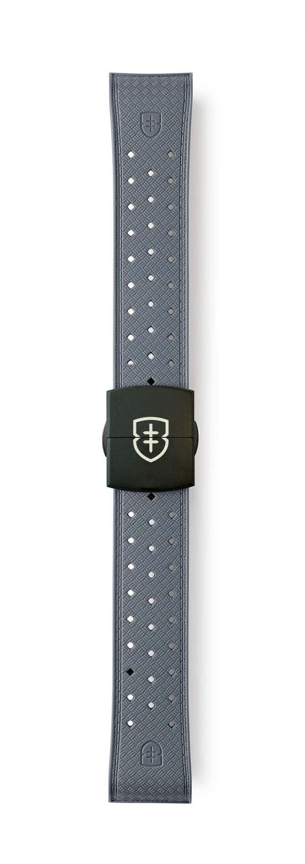 STR-R57: Cool Grey Textured Rubber Strap with Deployant Buckle