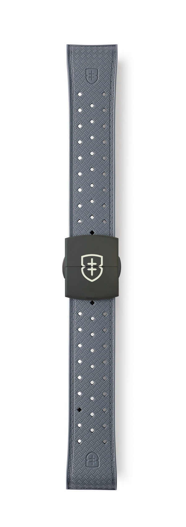 STR-R57: Cool Grey Textured Rubber Strap with Deployant Buckle