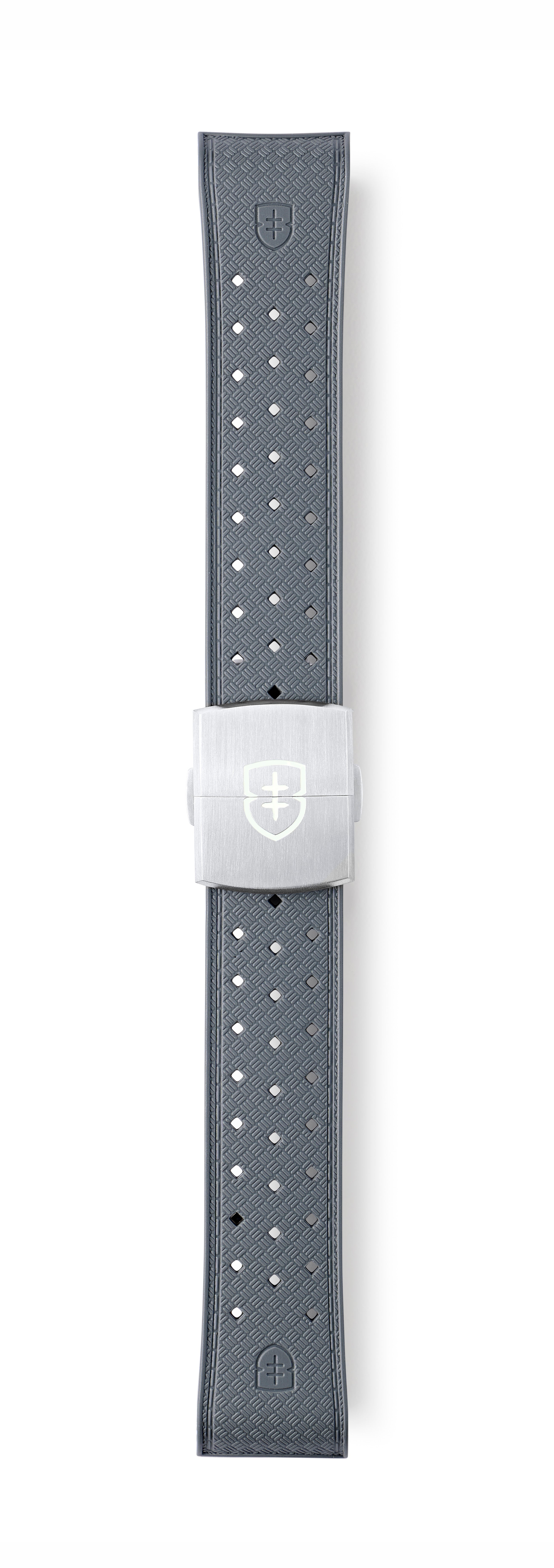 STR-R57: Cool Grey Textured Rubber Strap with Deployant Buckle