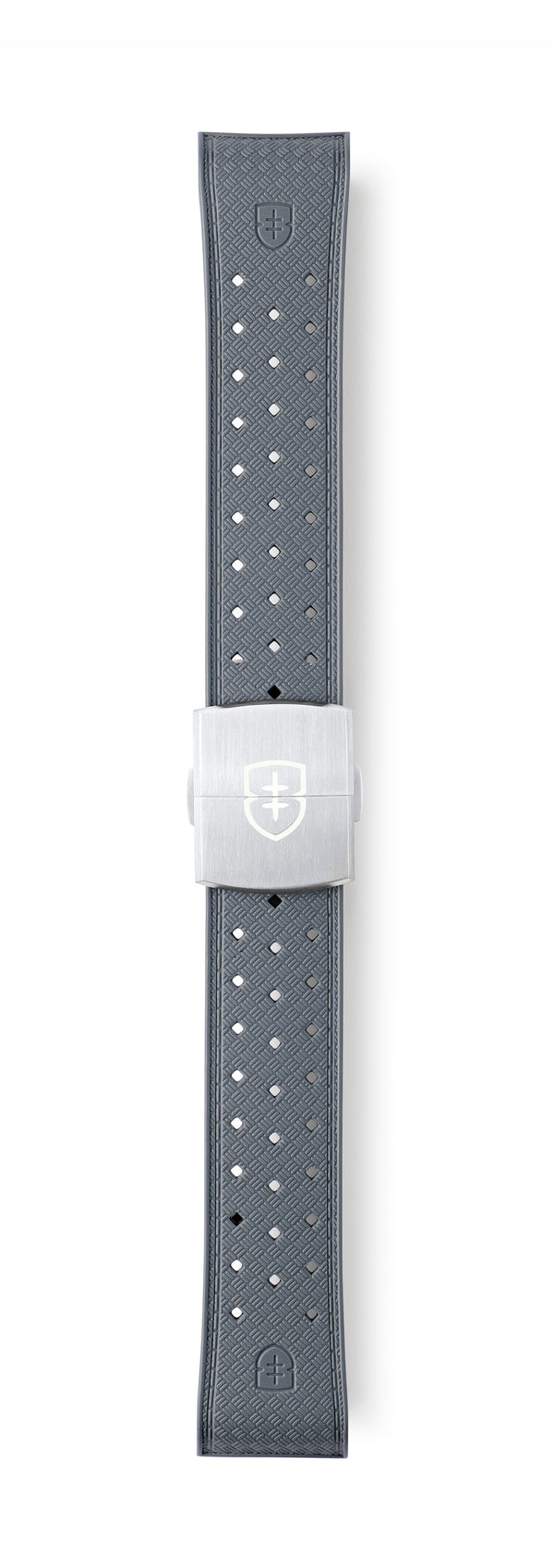 STR-R57: Cool Grey Textured Rubber Strap with Deployant Buckle