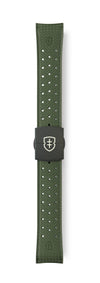 STR-R58: Olive Green Textured Rubber Strap with Deployant Buckle