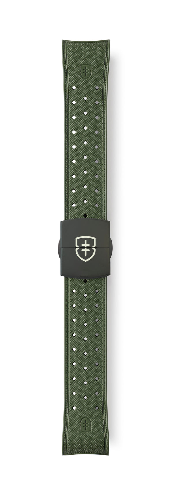 STR-R58: Olive Green Textured Rubber Strap with Deployant Buckle
