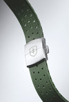 STR-R58: Olive Green Textured Rubber Strap with Deployant Buckle